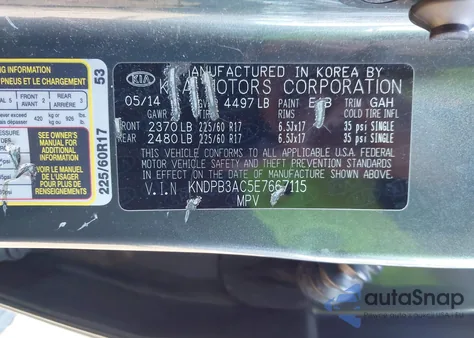 2014 Kia Sportage Lx из США, поврежденный, VIN KNDPB3AC5E7667115